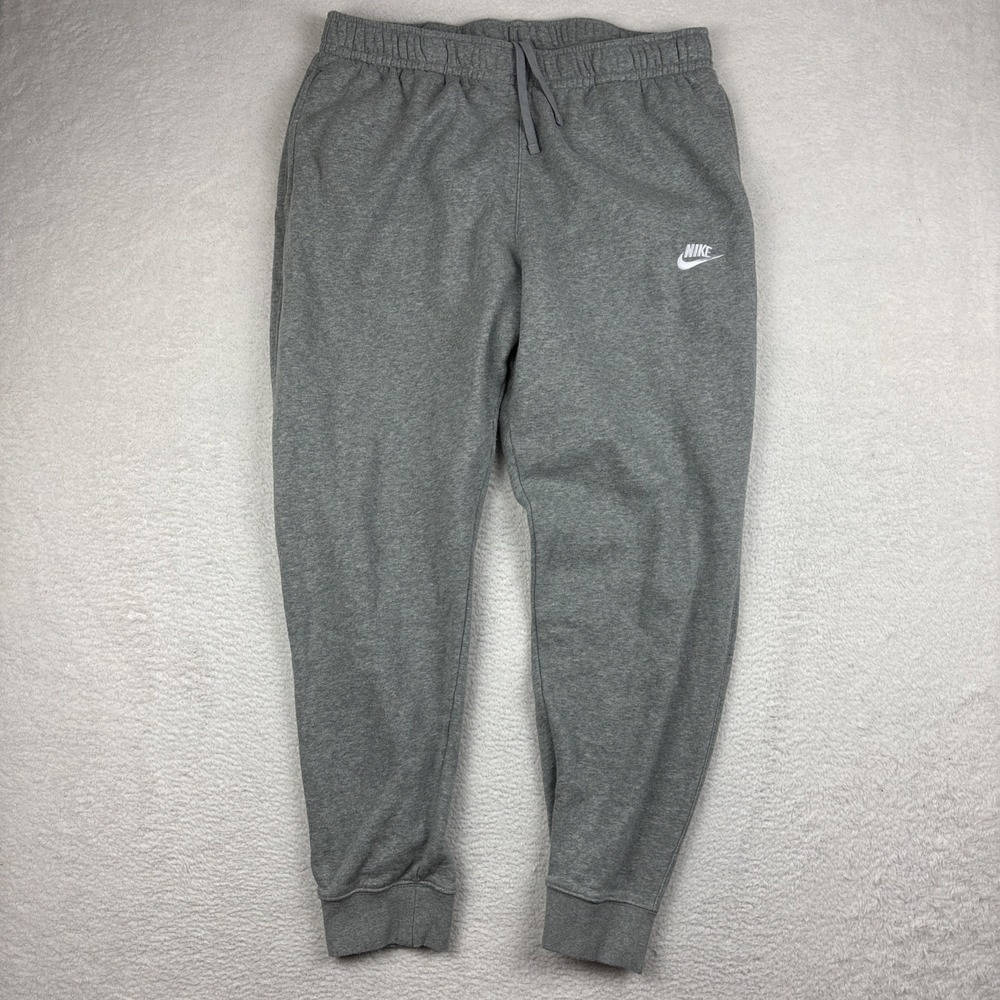 NIKE Club Fleece Joggers Mens XL Gray Cuffed Ankle Sweatpants Knit Tapered Soft